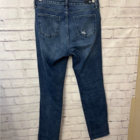 Kut From The Kloth Sz 10 High Rise Chrissie Fab Ab Straight Leg Distressed Jeans - Picture 2 of 9